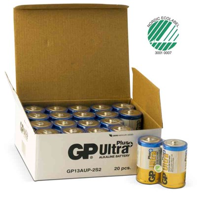 BATTERI LR20 1,5V ALKALISK GP 13AUP ULTRA PLUS ALKALINE